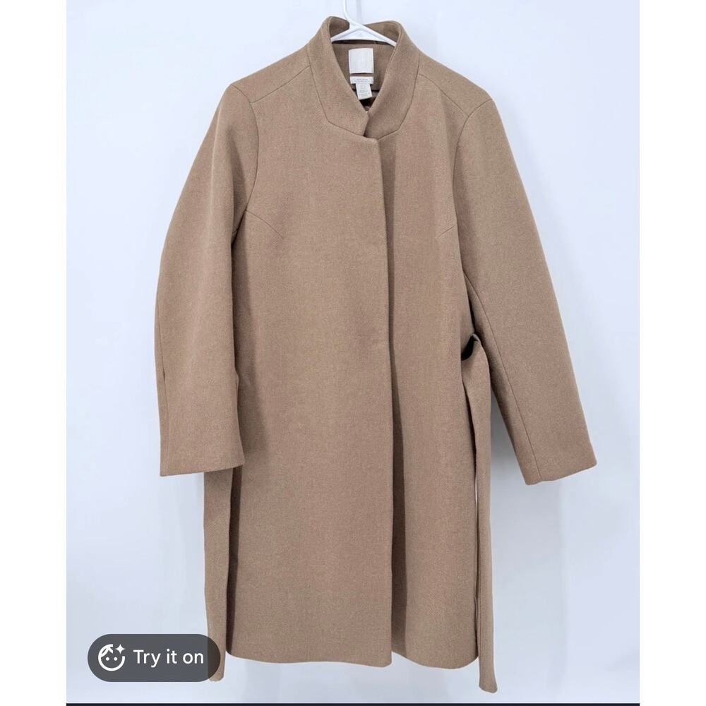 H&M Beige Wrap Tie Coat Size Small